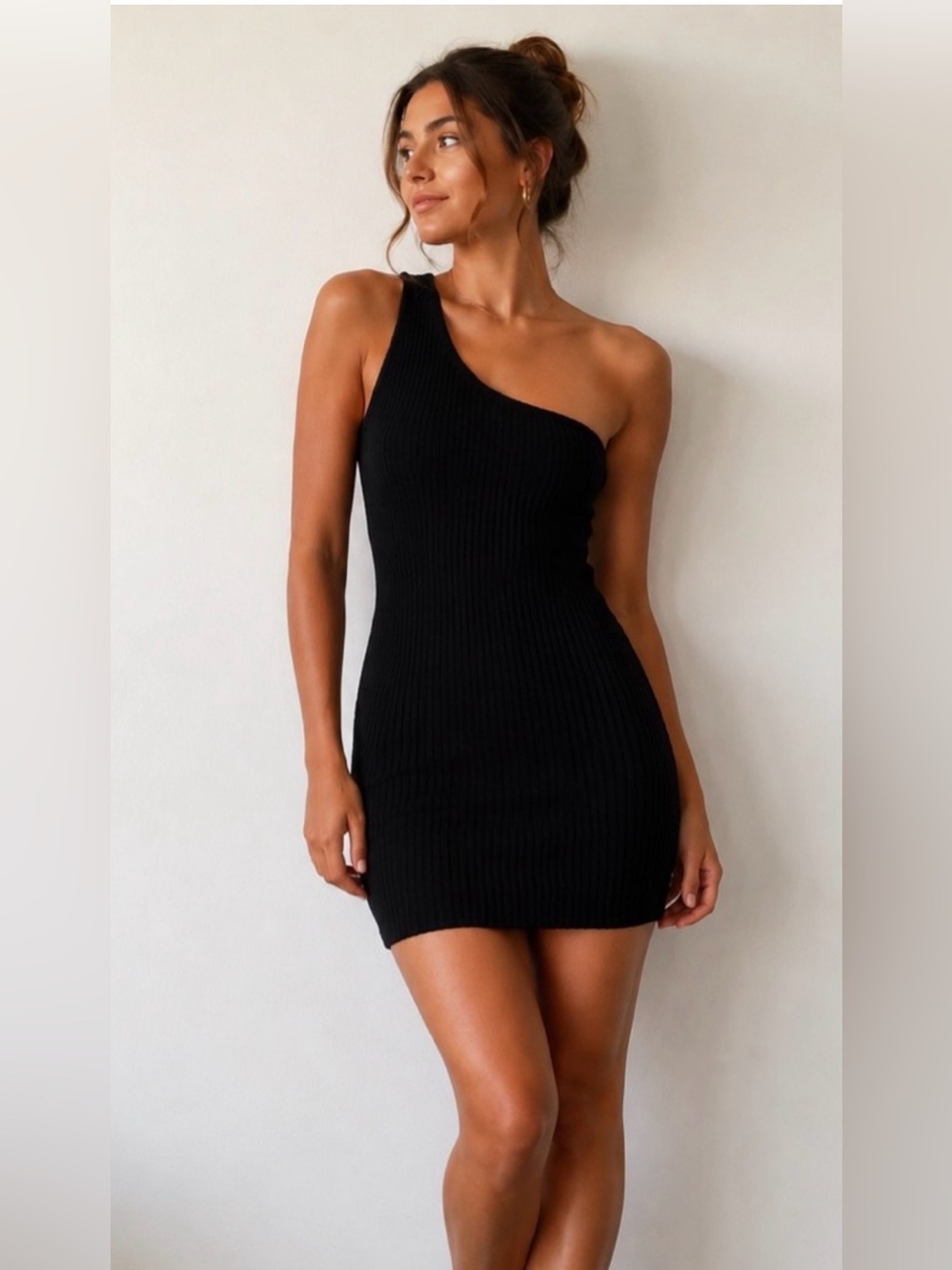Helmut Lang Black One-Shoulder Mini Cocktail Party Dress Size XS